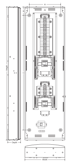 Invicta 3 Distribution Board 125A Rated Metered Boards Line Drawing Invicta 3 Distribution Board 125A Rated Metered Boards Line Drawing