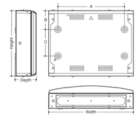 Invicta 3 Distribution Board 250A Cable Spreader Boxes Line Drawing