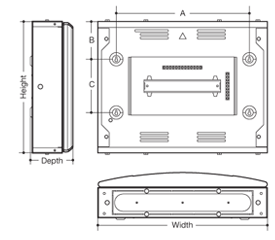 Invicta 3 Distribution Board 250A DIN Extension Boxes Line Drawing