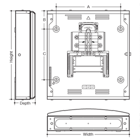 Invicta 3 Distribution Board 250A Primary Board & Contactor Incomer Line Drawing